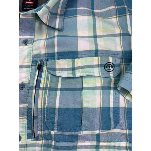 Wrangler ATG Mens Plaid Short Sleeve Shirt Size 3XL Regular Fit All Terrain Gear - Picture 2 of 6